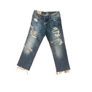 Abercrombie & Fitch Women’s Distressed Denim Jeans Size 31x26 Straight FrayedHem